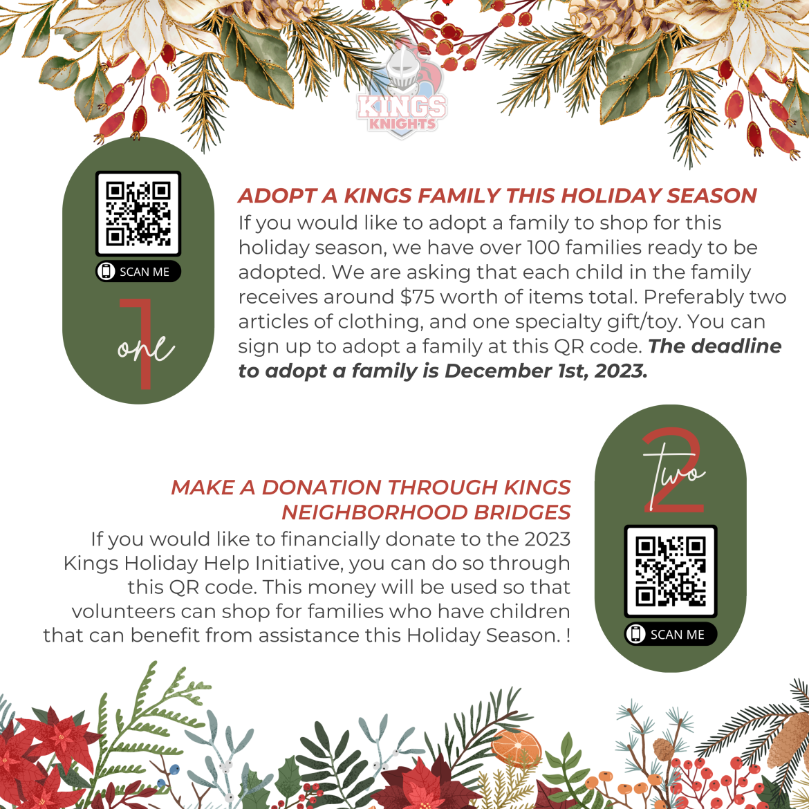 Kings Holiday Help Graphic